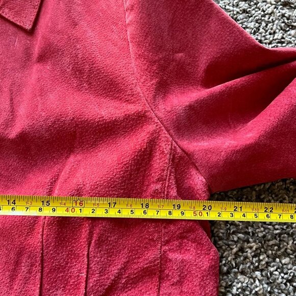 Vintage Red-pink Suede 100% Genuine Leather Womens L Biker Stylish Lightweight - Picture 7 of 8